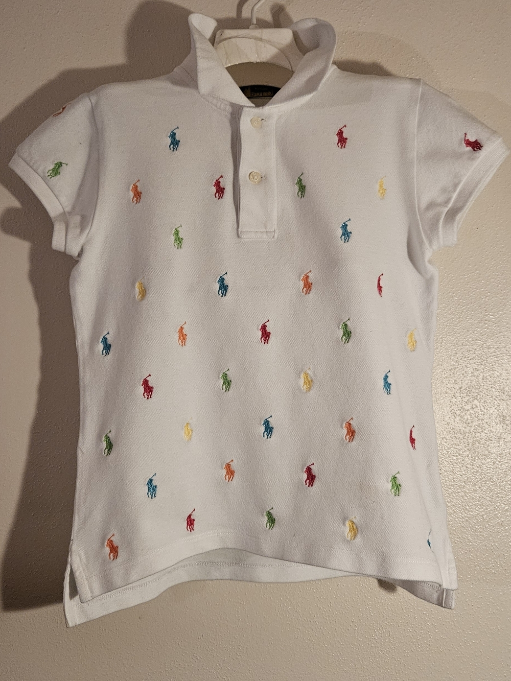 Polo by Ralph Lauren White Girls' Polo with Multicolor Pony Embroidery